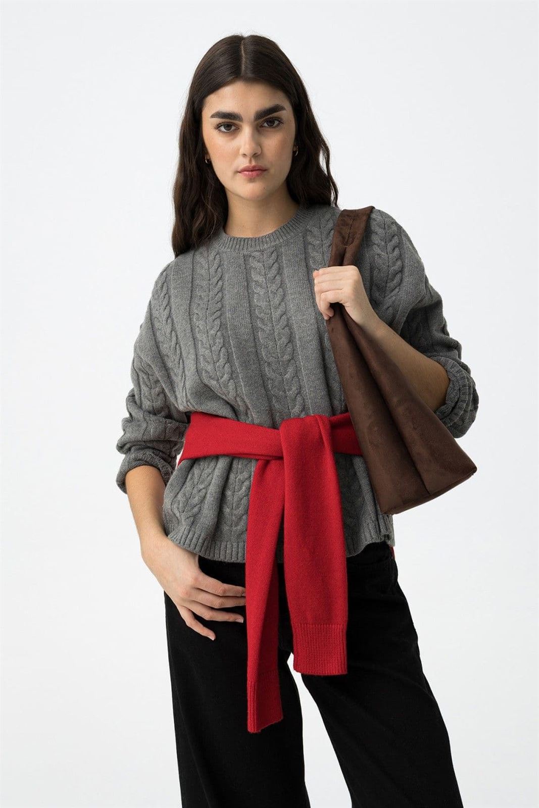 Jersey de punto trenzada gris, Bastiana - Imagen 2