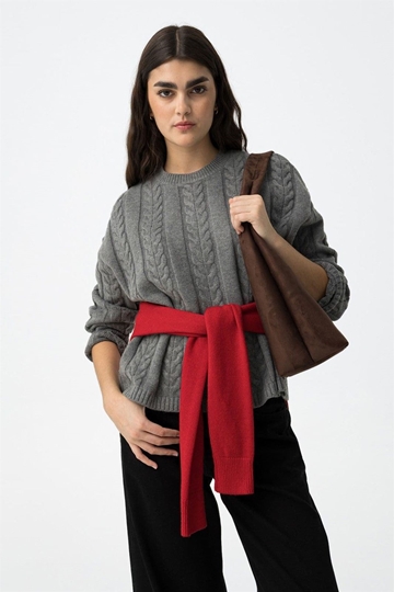 Jersey de punto trenzada gris, Bastiana - Imagen 2