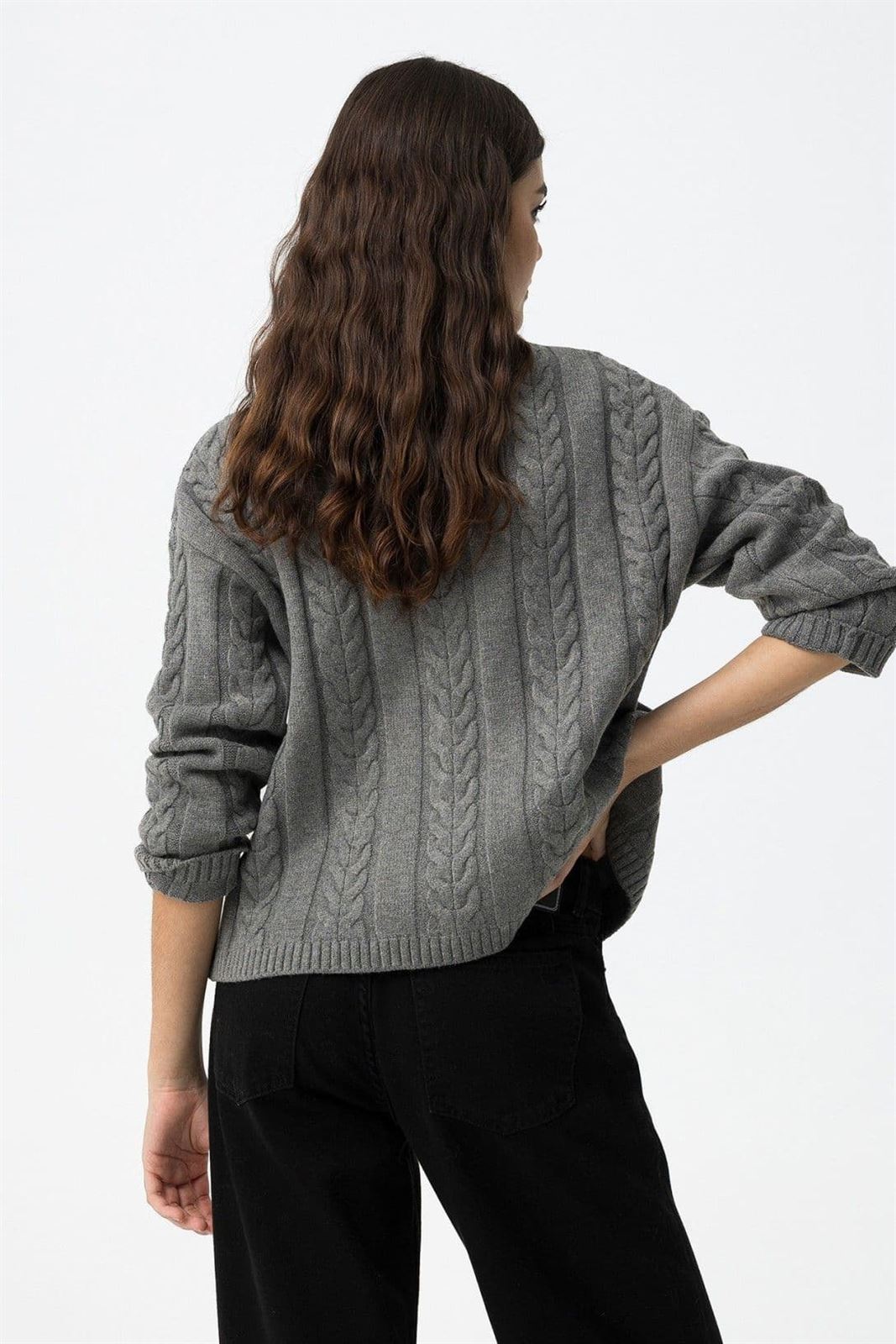 Jersey de punto trenzada gris, Bastiana - Imagen 4