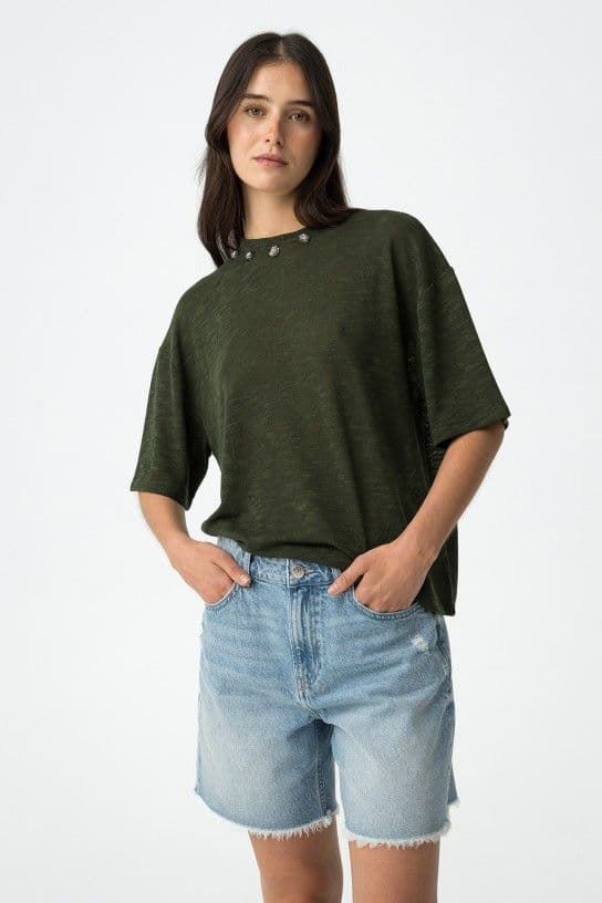 Jersey de Punto verde con Aplicaciones, Midori - Imagen 3