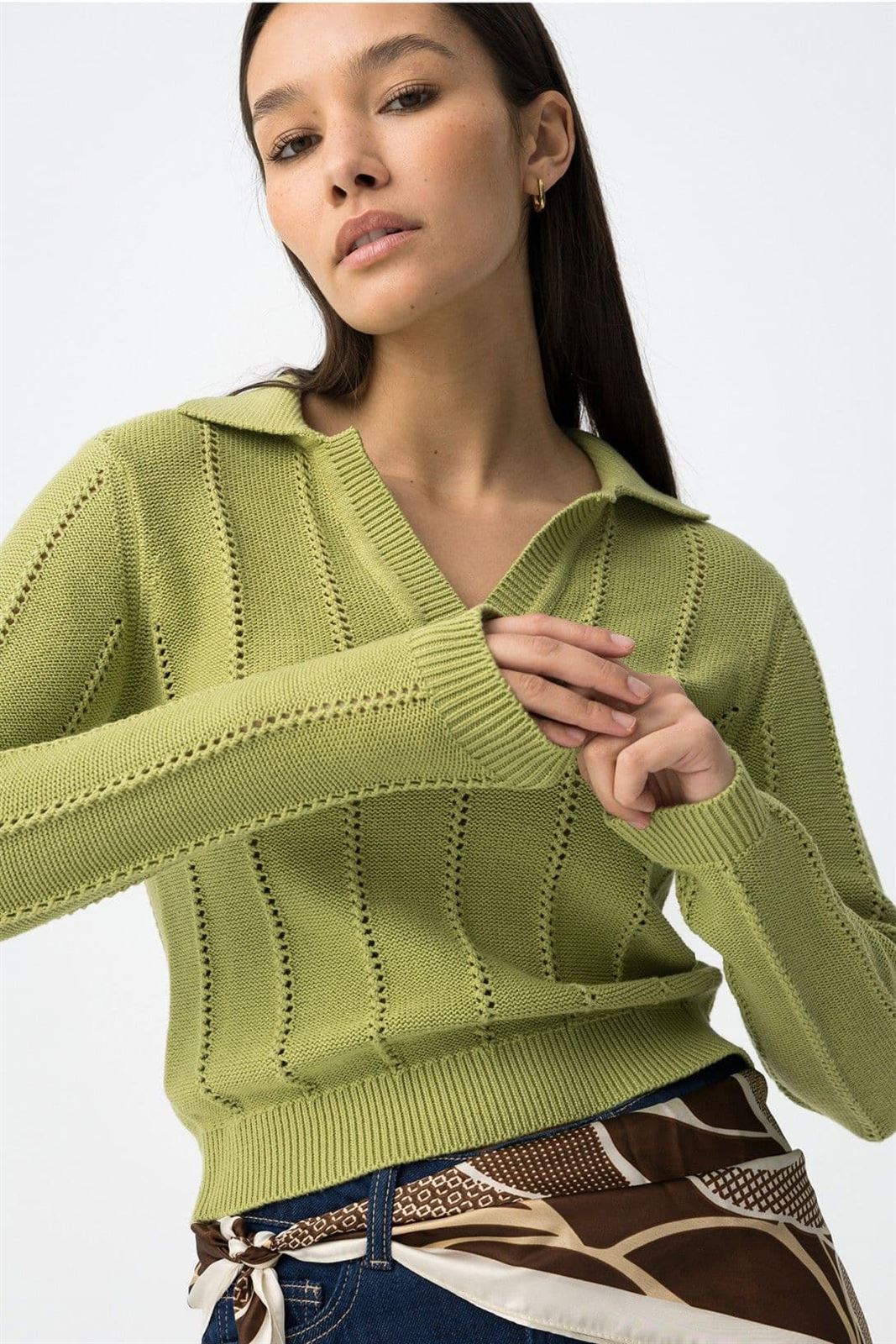 Jersey de punto verde slim, Mariah - Imagen 1