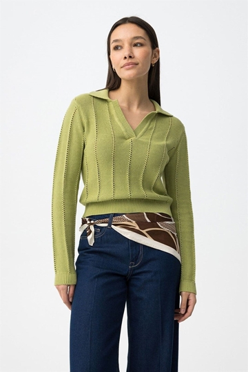 Jersey de punto verde slim, Mariah - Imagen 2