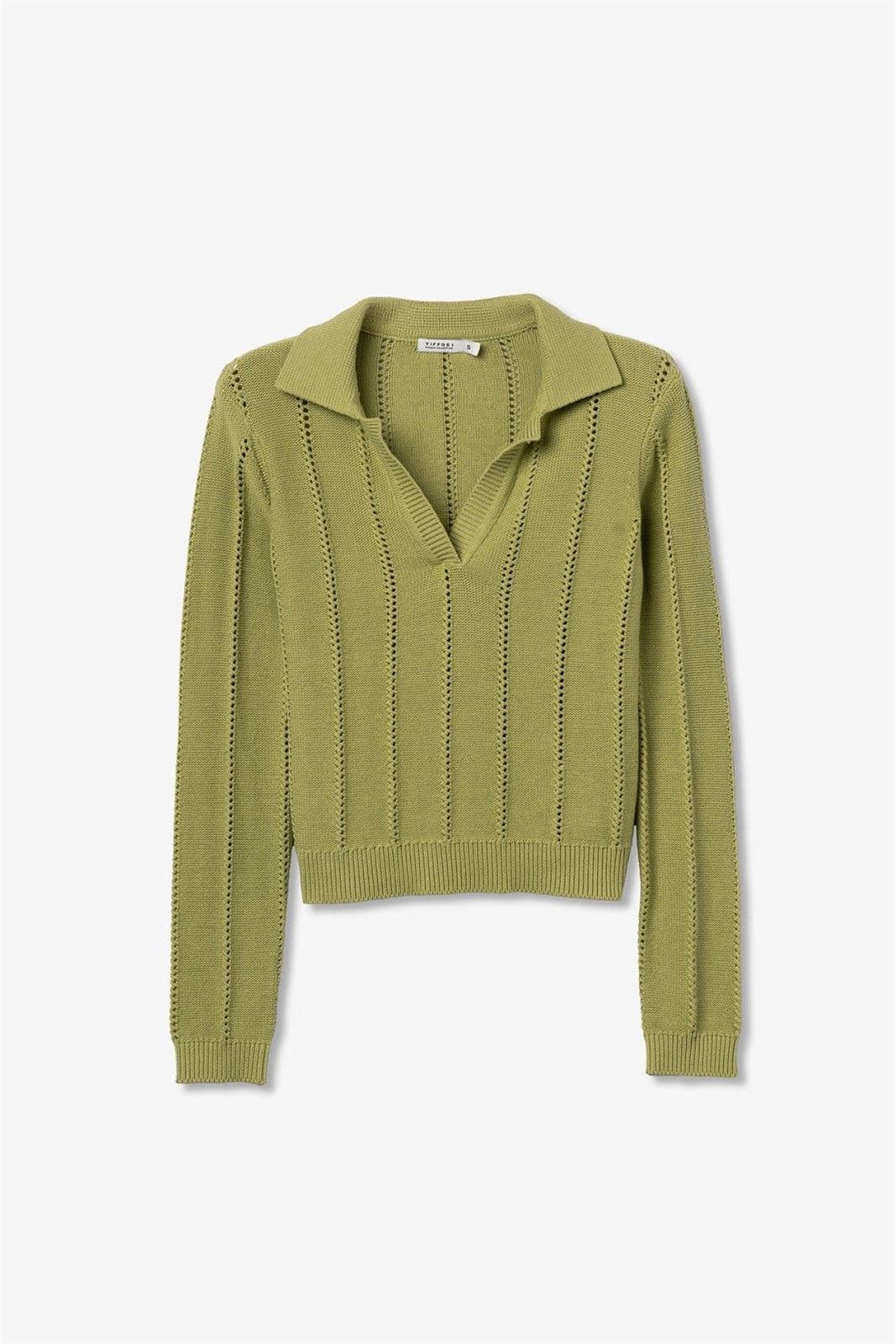 Jersey de punto verde slim, Mariah - Imagen 3