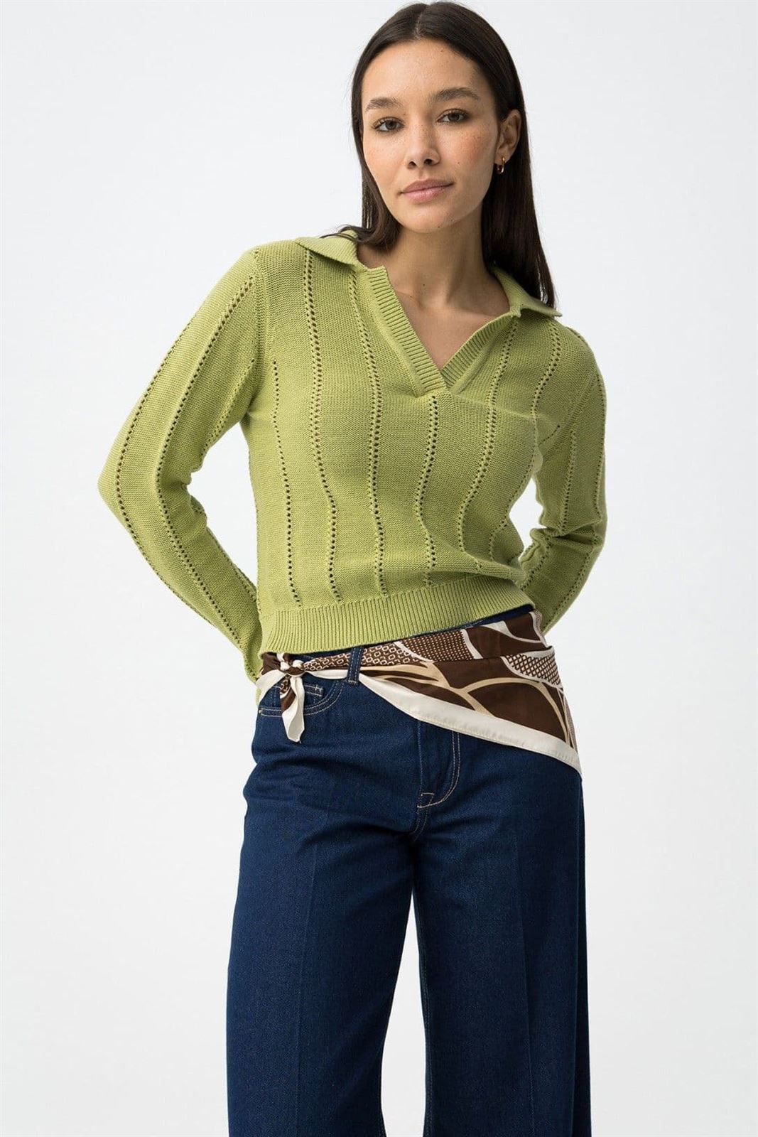 Jersey de punto verde slim, Mariah - Imagen 4