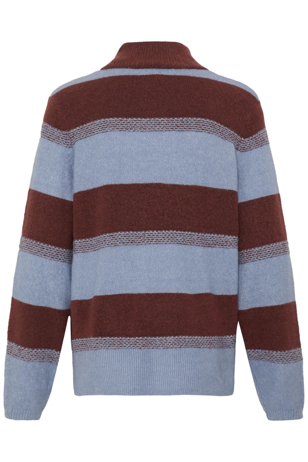 Jersey Edeen de cuello alto con rayas anchas Ichi - burdeos y azul celeste - Imagen 6