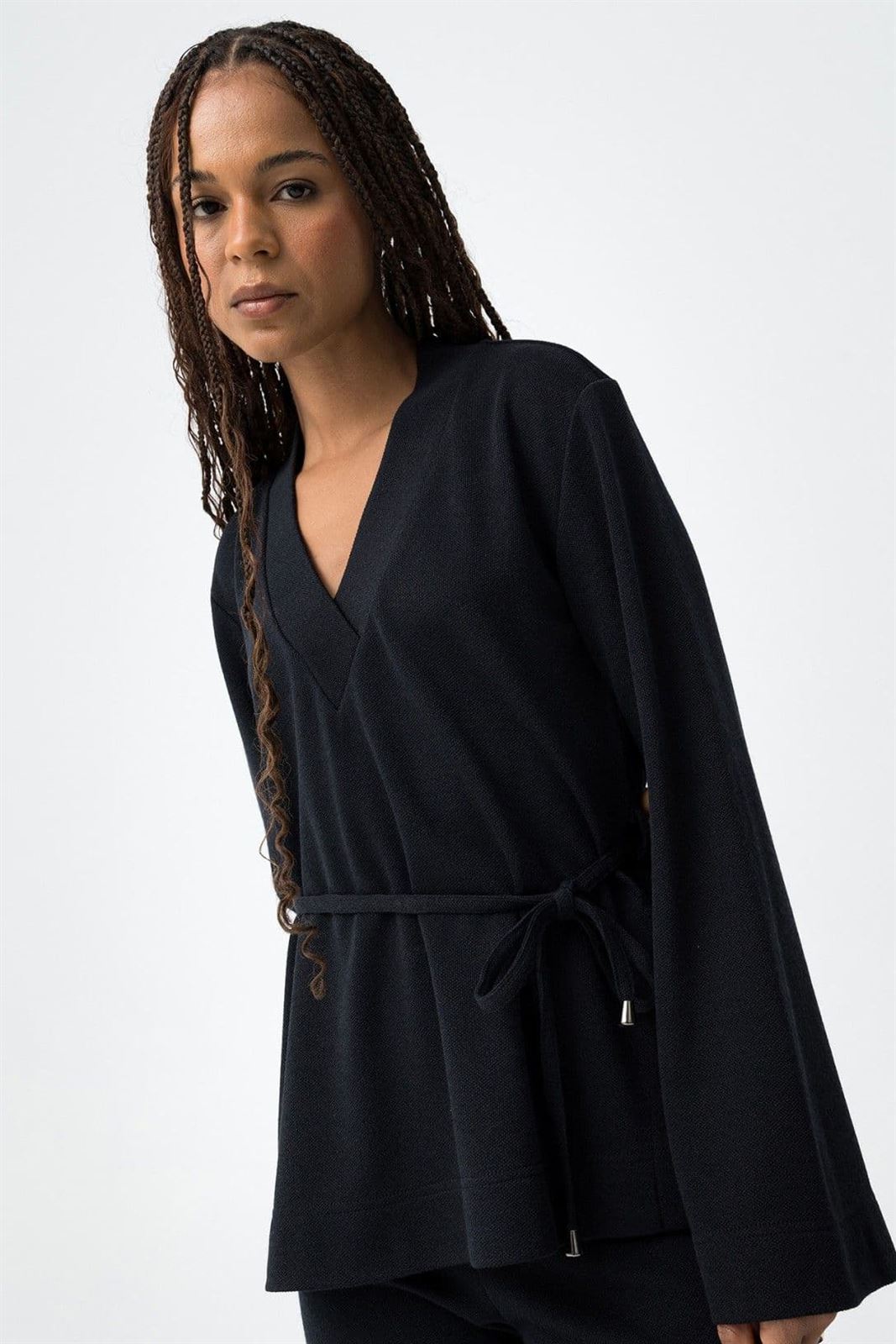 Jersey escote en v azul, Aria - Imagen 4