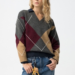 Jersey gris con rombos, Preppy - Imagen 1