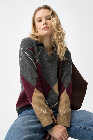 Jersey gris con rombos, Preppy - Imagen 2