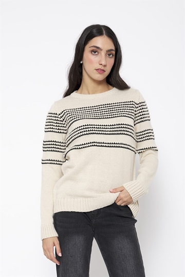 Jersey Llanes de punto jacquard Lylu - crudo y negro - Imagen 1