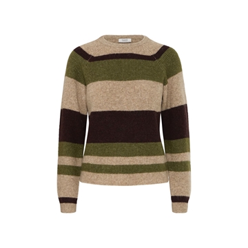 Jersey Otaja de rayas anchas B.young - verde, beige y marrón chocolate - Imagen 2