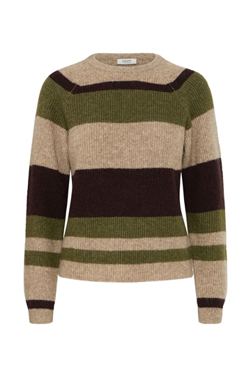 Jersey Otaja de rayas anchas B.young - verde, beige y marrón chocolate - Imagen 2