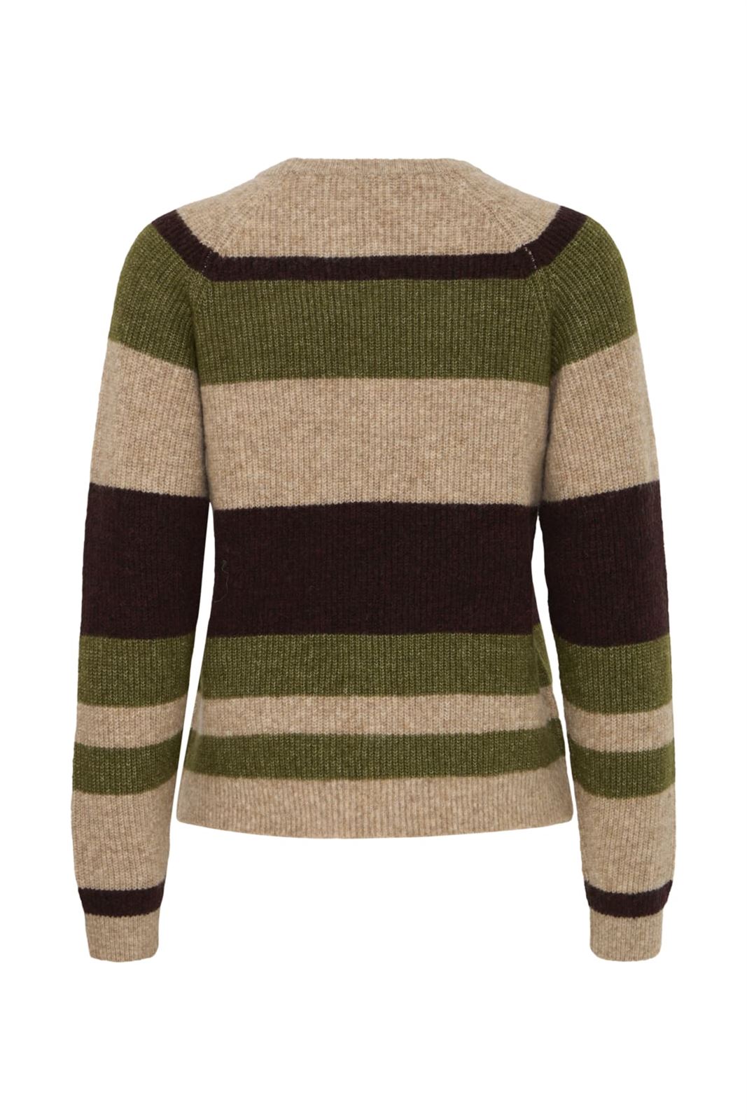 Jersey Otaja de rayas anchas B.young - verde, beige y marrón chocolate - Imagen 3