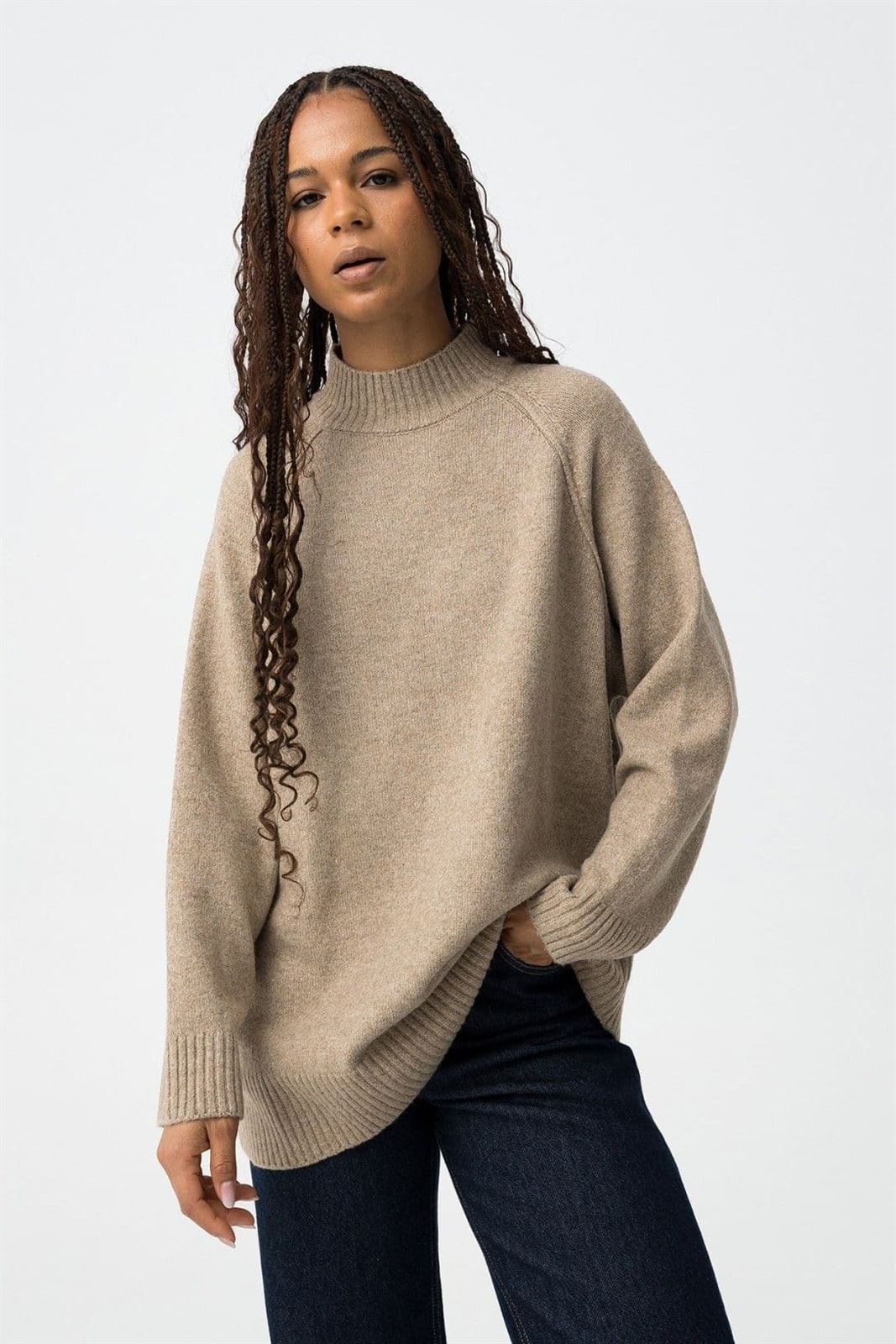 Jersey oversize tricot beige, Prophecy - Imagen 1