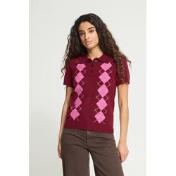Jersey polo de rombos Ichi, Dasila ss3 - burdeos y rosa - Imagen 1