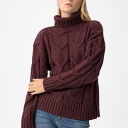 Jersey punto trenzado burdeos, Tarja - Imagen 1