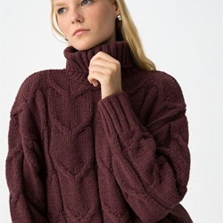 Jersey punto trenzado burdeos, Tarja - Imagen 2