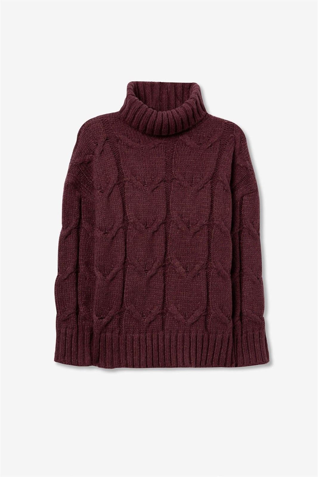 Jersey punto trenzado burdeos, Tarja - Imagen 5