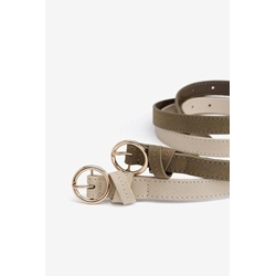 Pack de 2 Cinturones Estrechos beige, verde - Imagen 1