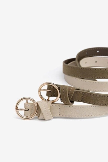 Pack de 2 Cinturones Estrechos beige, verde - Imagen 1