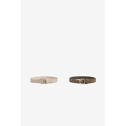 Pack de 2 Cinturones Estrechos beige, verde - Imagen 2