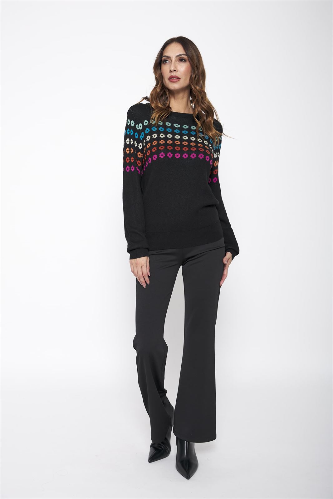 Pantalón Alcalá de punto acampanado Lylu - negro - Imagen 1