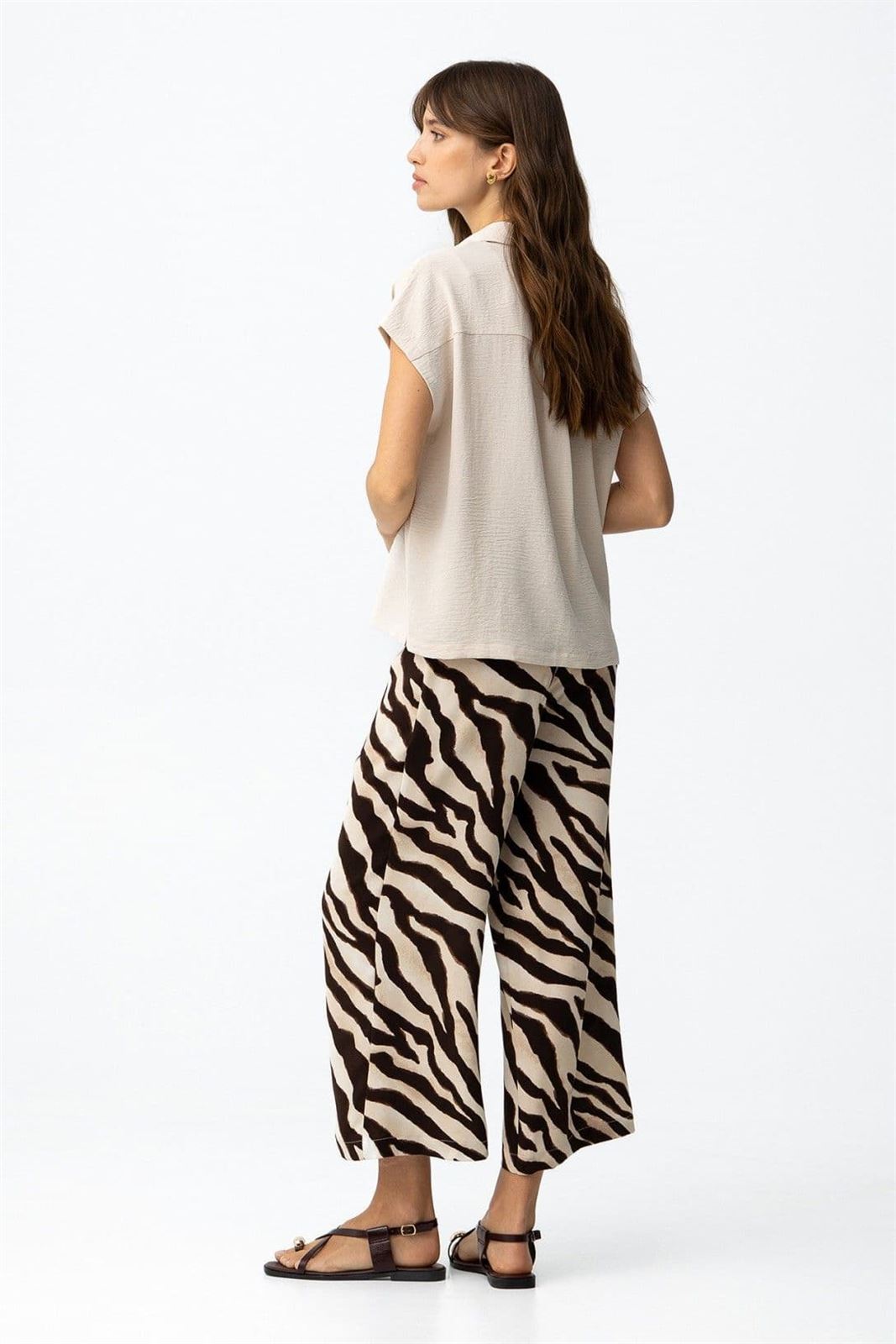 Pantalón ancho zebra chocolate, Francesca - Imagen 2