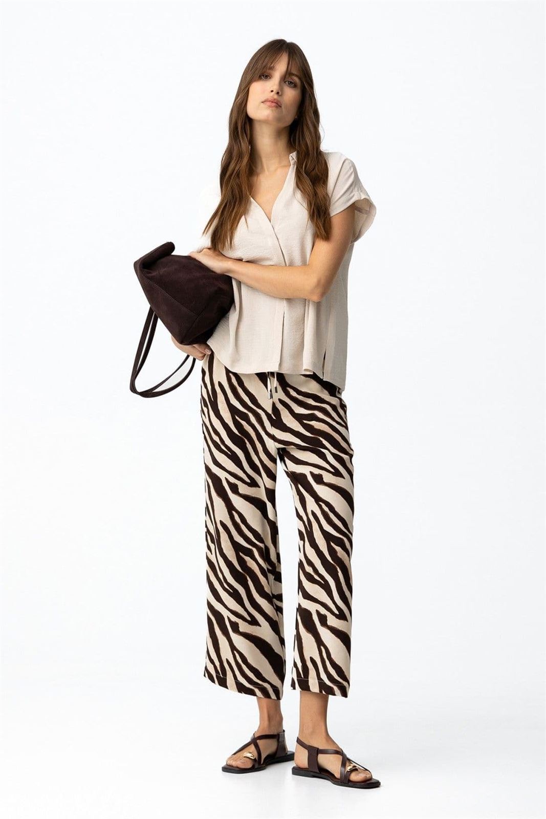 Pantalón ancho zebra chocolate, Francesca - Imagen 3