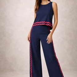 Pantalón azul marino con detalles en rojo, Zag - Imagen 2