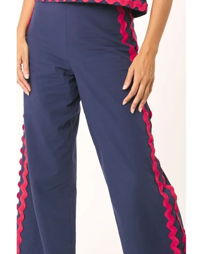 Pantalón azul marino con detalles en rojo, Zag - Imagen 3