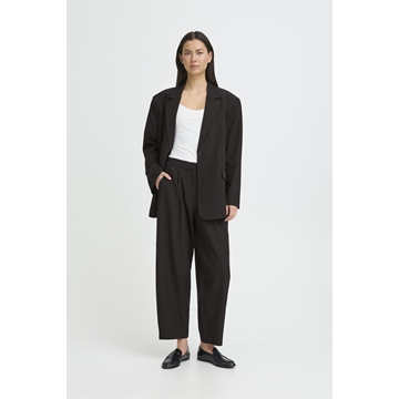 Pantalón barrel cintura alta Ichi, Fava- negro - Imagen 1