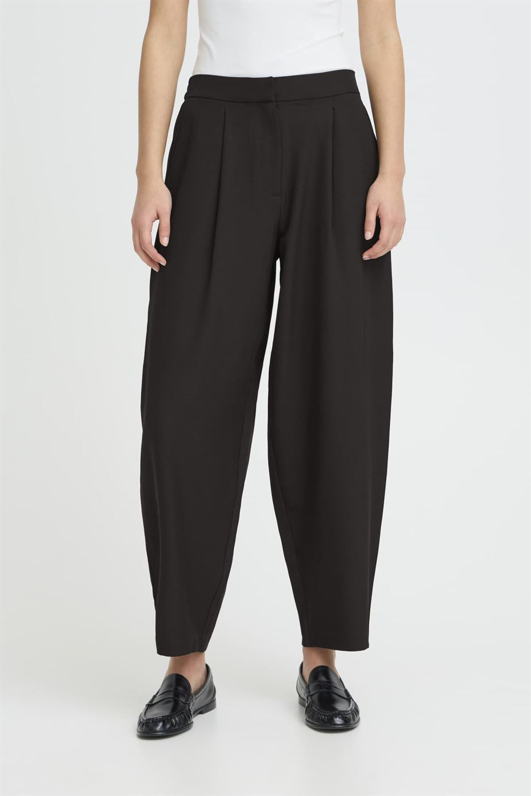 Pantalón barrel cintura alta Ichi, Fava- negro - Imagen 2