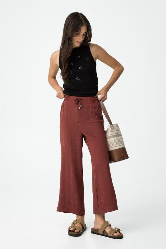 Pantalón culotte granate, Francesca - Imagen 1