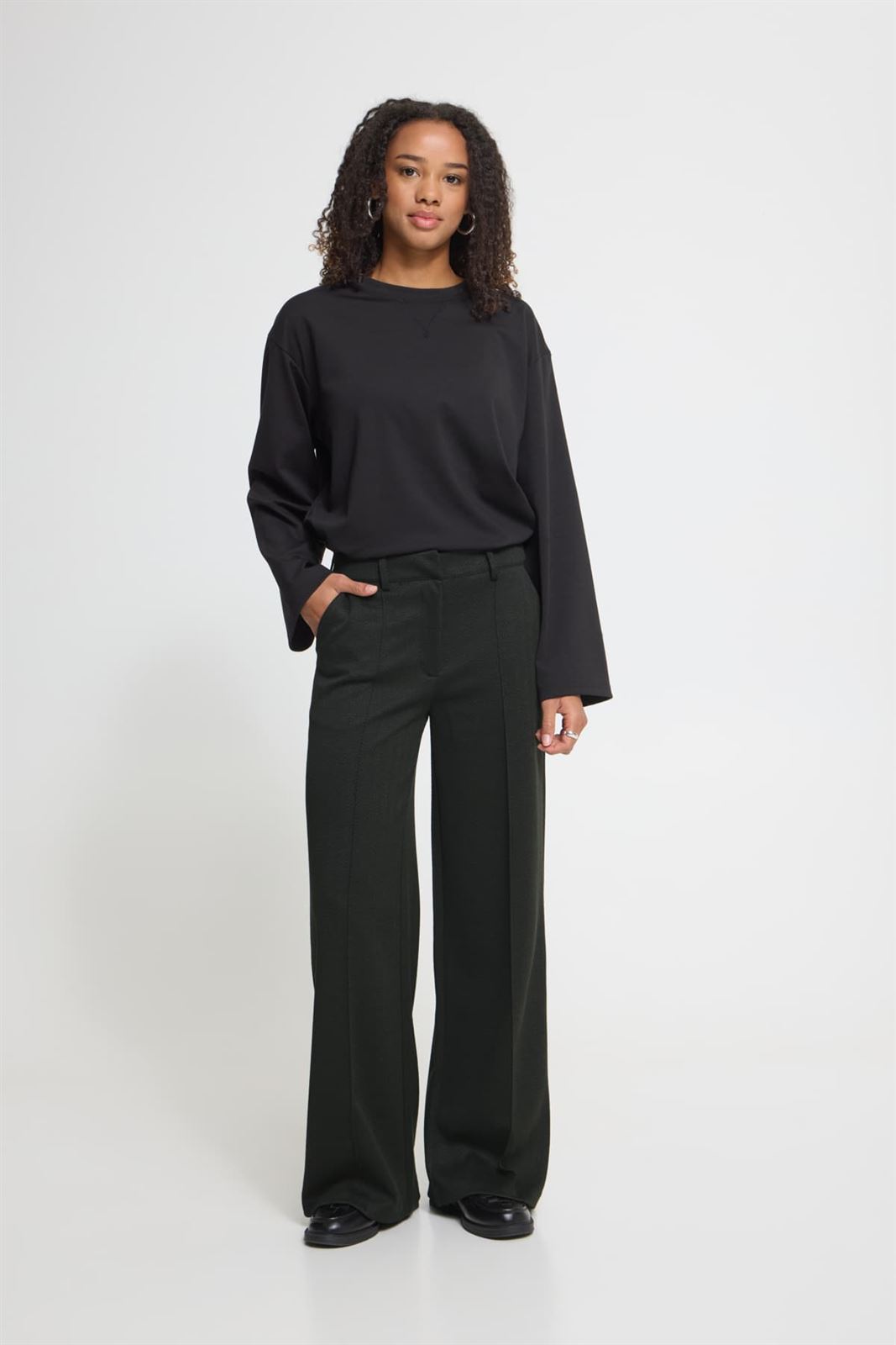 Pantalón de vestir ancho Ichi, Kate office- negro - Imagen 1