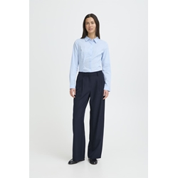 Pantalón Fava Wide de pierna ancha con pinzas Ichi - azul marino - Imagen 1