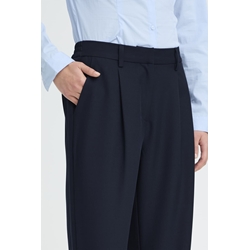 Pantalón Fava Wide de pierna ancha con pinzas Ichi - azul marino - Imagen 2