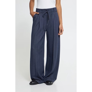 Pantalón Kate Pinelle de rayas diplomáticas y pierna ancha Ichi - azul marino - Imagen 2