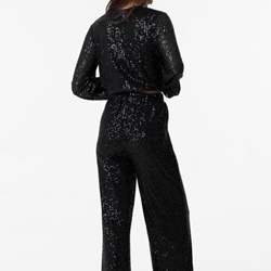 Pantalón negro ancho lentejuelas, Gloria - Imagen 2