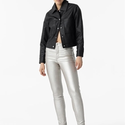 Pantalón Push-up_202 Skinny Tiro Alto C/ Brillo plata - Imagen 1
