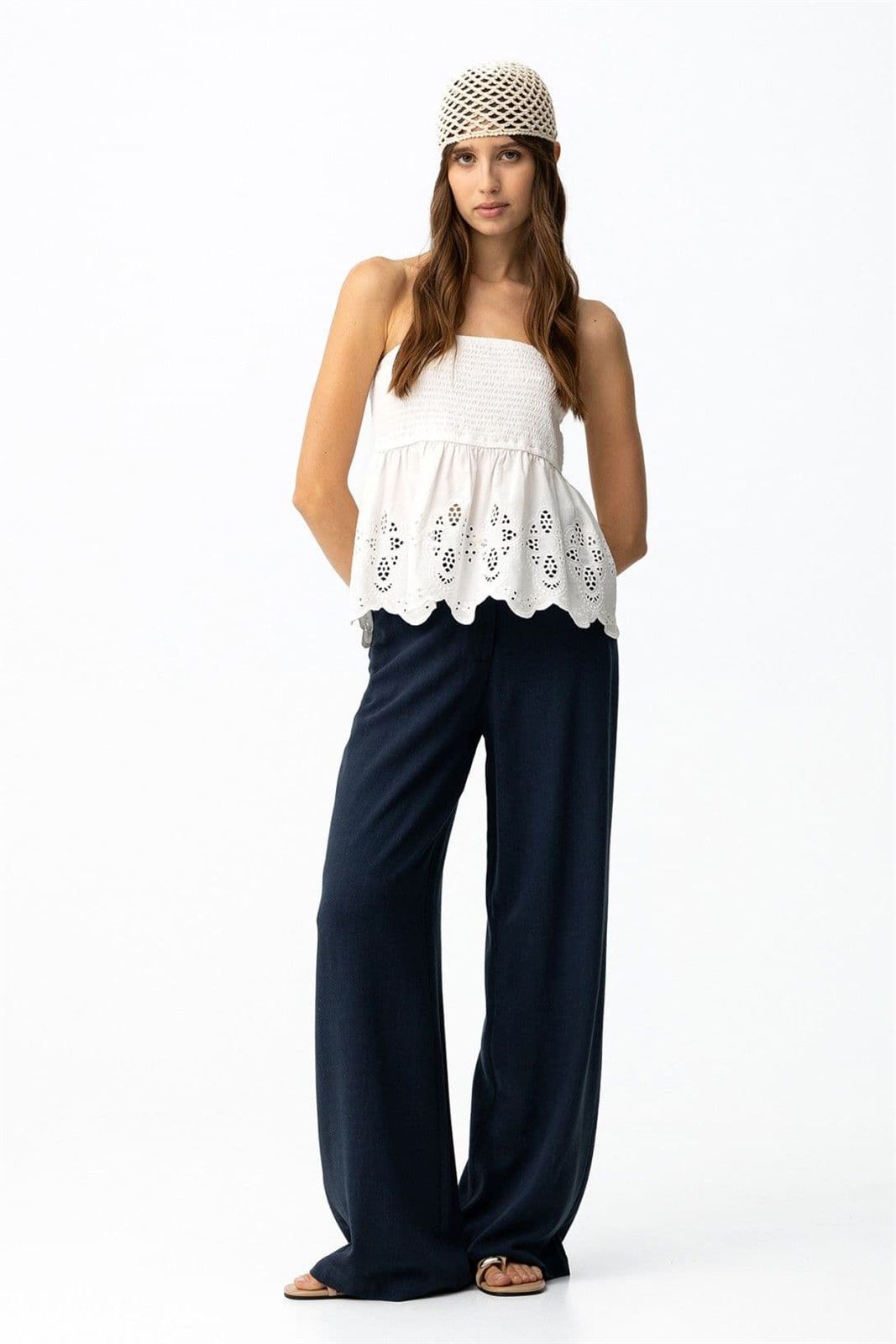 Pantalón wide leg azul oscuro, Portel - Imagen 1