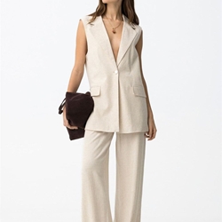 Pantalón wide leg beige, Portel - Imagen 1