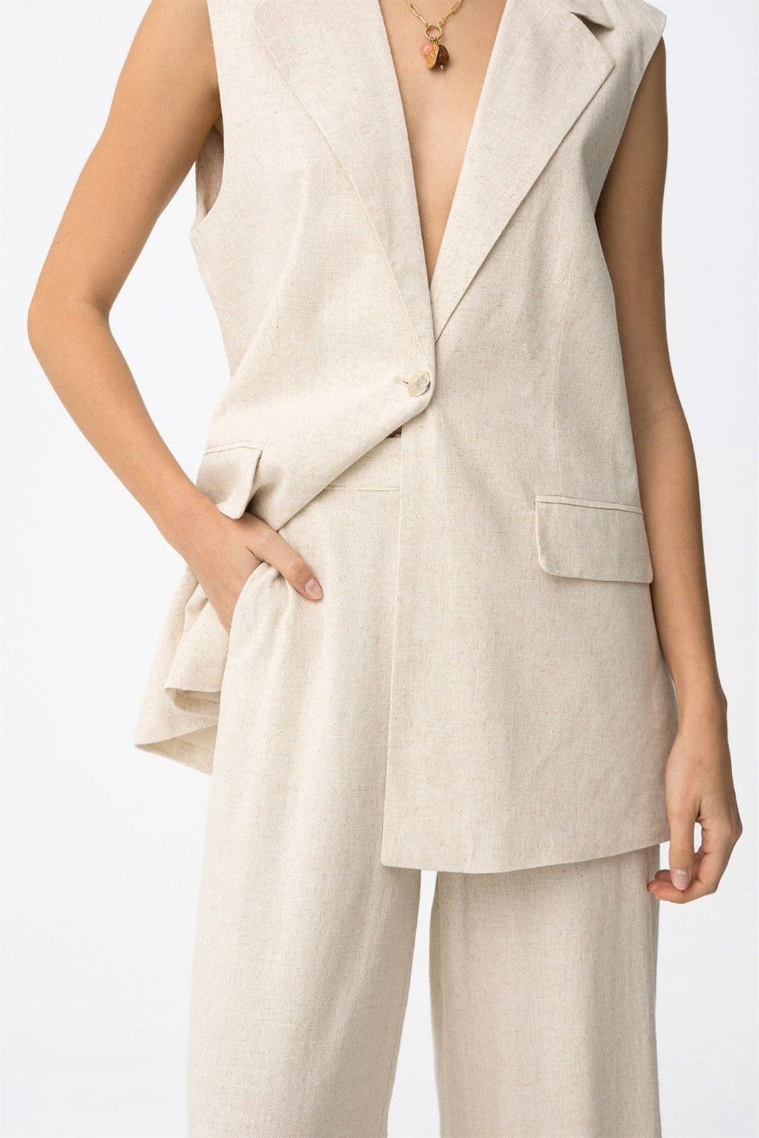 Pantalón wide leg beige, Portel - Imagen 2