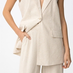 Pantalón wide leg beige, Portel - Imagen 2