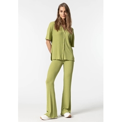 Pantalón Wide Leg Fluido, Safari - Imagen 1