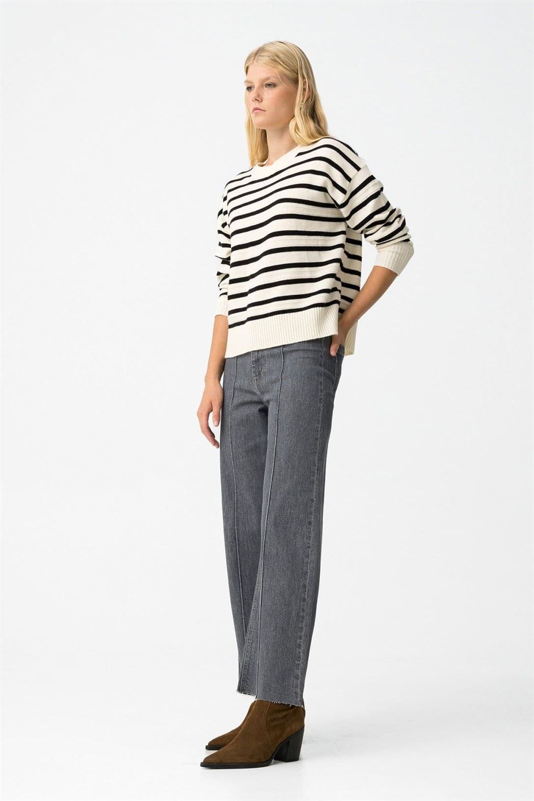 Pantalón wide leg gris, Marine - Imagen 3