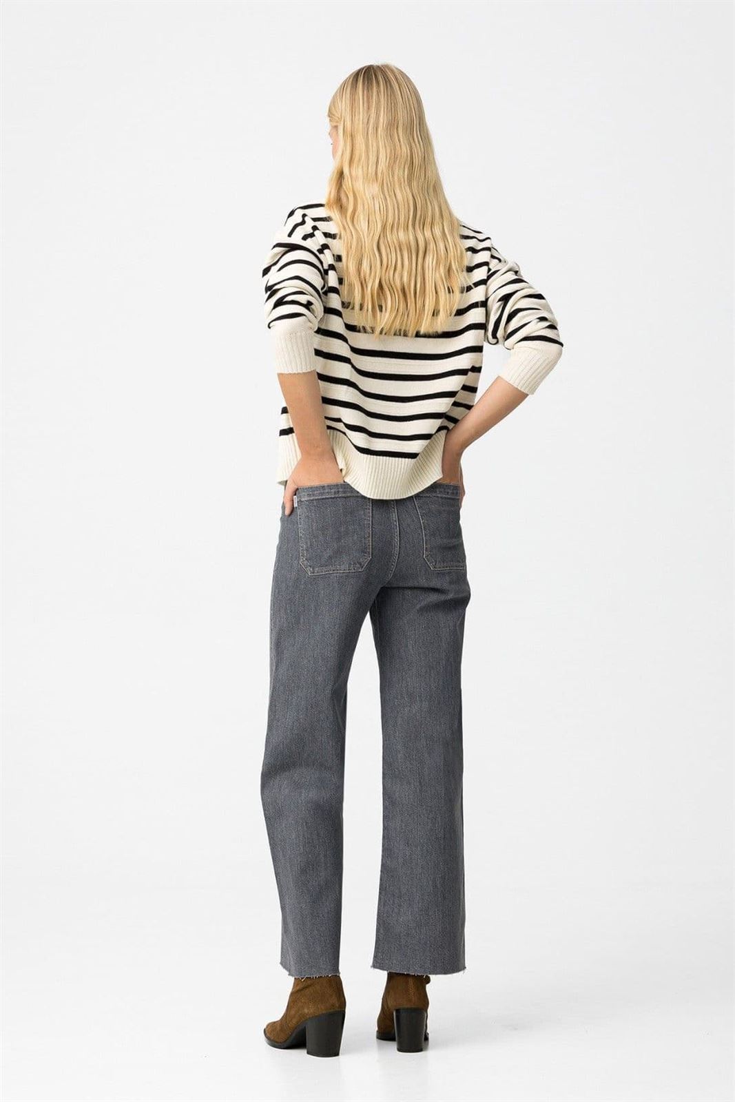 Pantalón wide leg gris, Marine - Imagen 4
