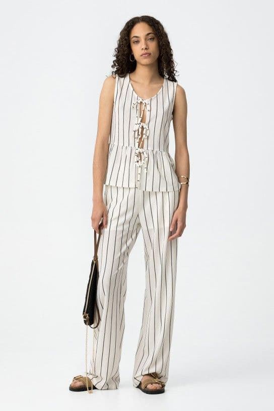 Pantalones anchos de rayas, Waffle - Imagen 1