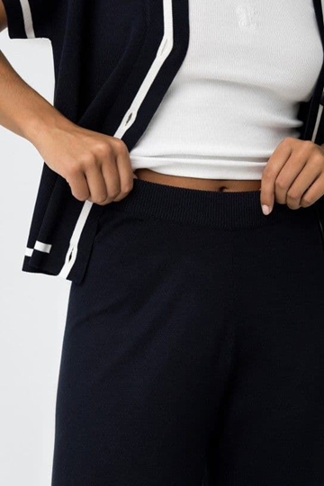 Pantalones azul marino anchos punto, Dero - Imagen 2