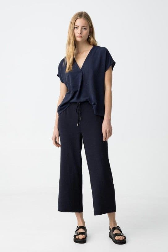 Pantalones culotte azul marino, Francesca - Imagen 1