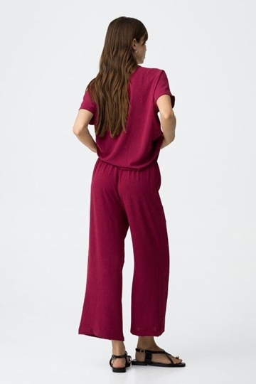 Pantalones fluidos de pierna ancha rojo fucsia, Francesca - Imagen 2