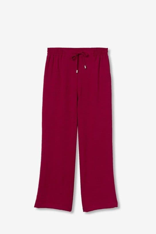 Pantalones fluidos de pierna ancha rojo fucsia, Francesca - Imagen 4